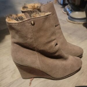 Calvin Klein Collection Brown Suede Wedge Boots